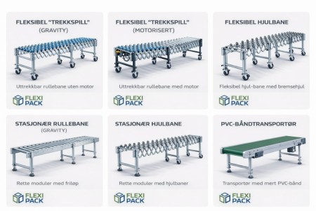 Rullebaner og transportører for pakking, lager og logistikk