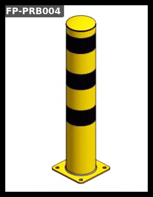 Stor og robust pullert i stål med kraftig fotplate. Høy synlighet og solid korrosjonsbeskyttelse.